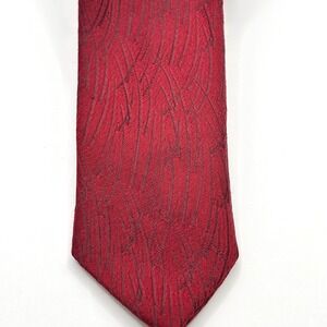 Vintage 60s Superba Mens Skinny Tie Red Abstract Design 54 in